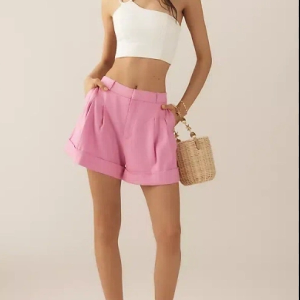 Anthropologie The Avery Pleated Trouser Shorts Cuffed Edition By Maeve Size 10